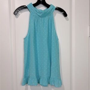Lilly Pulitzer Geranium Blue Polka Dot Silk Halter Top Size Medium
